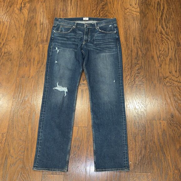HUDSON BLAKE SLIM STRAIGHT ZIP FLY DISTRESSED JEANS BLUE SIZE 38 x 36